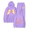 Purple Ivan Cornejo Donde Estas hoodie set with astronaut print on front and back - Light Purple