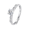 Ring aus 925 Sterling Silber mit 5mm Moissanit-Diamant und eleganter Blütenfassung - Einstellbar Offen / Moissanit (D-Farbe)