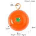 Technical drawing of a red fruit acrylic charm showing 12mm width and 16mm height specs - Orange Planet Ball