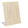L-shaped beige linen jewelry display stand for showcasing multiple silver necklaces - Small Necklace Board Linen