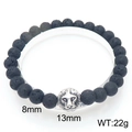 8mm black lava stone bead bracelet featuring a 13mm silver lion head charm detail - Silver Lion Head (KB205871-Z)