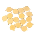 Pack of golden round stainless steel connector tags for jewelry making in polished finish - Double Bail / 6mm / Gold