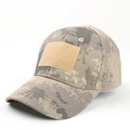 Front detail of tactical camouflage baseball cap with velcro panel and ripstop fabric - Adjustable / American Light Green Camo