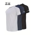 Three-pack men's quick-dry sports t-shirts in light grey, dark blue, and black colors - S / White+Navy Blue+Black