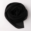 Close-up of lightweight solid black chiffon headscarf showing soft texture and draping - 90*90cm / Black