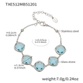 Silver stainless steel bracelet with blue glass stone and precise size measurements - Bracelet / Steel Lake Blue