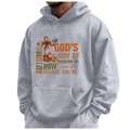 Grauer langarm Kapuzenpullover mit herbstlichem Text und Kreuz-Grafikdruck - S / Autumn is God's Way Druck / Grau