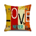 Detail of vintage industrial style cushion cover with Great Love Will Never Fade print - Style 6/FADE / 45cmx45cm