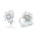 Orecchini a cerchio girasole in argento con zirconi e design geometrico a fiori di cristallo - Argento
