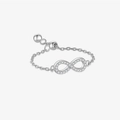 Adjustable S925 silver chain ring with infinity symbol and shimmering cubic zirconia - Infinity / White Gold