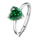 Adjustable silver ring with heart-cut green zircon gemstone in professional studio lighting - Ring / Green Zirconia