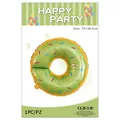 Green donut-shaped foil balloon with colorful sprinkles for party decoration 73x66cm - Green Donut