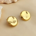Gouden ovale oorknopjes met gehamerde vloeibare metaaltextuur en vintage minimalistisch - Goud Rond Gehamerde Textuur