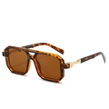 Gafas de sol oversize vintage con montura de carey y lentes de color té para mujer - Montura de Leopardo / Lentes Té