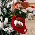 Calza di Natale vintage con applique di un simpatico pupazzo di neve e nastro rosso per appendere - Pupazzo di Neve (SDW039圣诞袜雪人)
