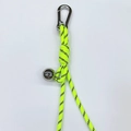 Neon yellow braided lanyard keychain with black stripe pattern and metal lobster clasp - Fluorescent Green