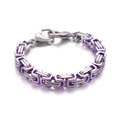 Punk style purple and silver bicolor stainless steel byzantine link chain bracelet - Two-tone Purple (KB162547-Z)