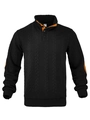 Dettaglio del colletto della felpa henley da uomo con fodera interna arancione - S / Nero