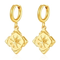 Minimalist 18K gold plated hoop earrings with celestial sunburst pendant charm - Square Starburst (MS-671) / 2.0*8 / Gold
