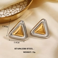 Bicolor Silber und Gold Edelstahl Dreieck Ohrringe mit 2,8 cm Abmessungen - Dreieckiger Kontrastfarbenstil (1751)