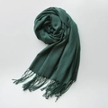 Sciarpa verde scuro effetto lino con frange eleganti e design a fiore - verde scuro