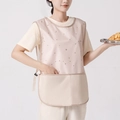 Breathable pink mesh apron with star pattern and beige pockets for kitchen use - One Size / Beige Starry Sky-Mesh Breathable-No Wiping