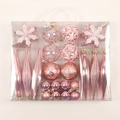 Set decorazioni natalizie rosa con palline glitterate e fiocchi in scatola PVC - Oro rosa