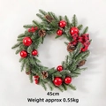 Ghirlanda natalizia in PE 45cm con pigne, bacche rosse e fiocco scozzese - Ghirlanda da 45 cm