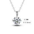 Classic 925 silver necklace featuring a 0.5 carat 5.0mm round cut moissanite pendant - FDDZ-072 / 5mm / White Gold