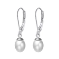 Elegant S925 sterling silver leverback earrings with natural baroque white pearls - GPE13-P Classic Pearl Dangle Hook Earrings / Silver