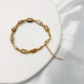 Detail of bohemian gold beads and natural stone cylinder beads bracelet with lobster clasp - Picture Stone 17+5cm