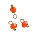 Three orange faceted crystal glass ball pendants with gold hooks for DIY jewelry making - Bicone Bead / Orange Red