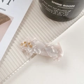 Japanese style acetate calico cat hair clip in white shell texture finish - Gem White