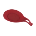 Poggiamestolo in silicone rosso alimentare con foro per appendere su fondo bianco - Rosso