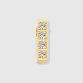 Colgante vertical chapado en oro con cuatro piedras redondas de circonita cúbica - Letra I-Dorado
