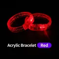 Set of two red LED acrylic bracelets with internal bubble effects for glow parties - Red