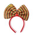Christmas headband with red green glitter bow and Merry Christmas gold embroidery - 22# Yellow Green Stripe Bow Headband (KA0547)