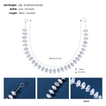 Dettaglio fascia in zircone da 28 cm con dimensioni e finitura con pietre brillanti - Argento (HS-J7057S)
