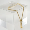 Elegant 18K gold plated titanium bracelet with zircon rectangle bar and adjustable slider - 18K Gold / White Zirconia (Gold Chain)