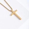 Gepolijste gouden roestvrijstalen kruishanger ketting met boxketting voor heren - Goud Groot / 53mm x 30mm