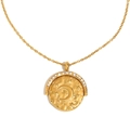 Rotating 18K gold plated coin necklace with moon, star charms and crystals - Star Moon Coin Pendant Style / Gold