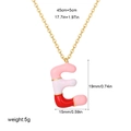 Letter E stainless steel necklace with red pink enamel pendant and golden cross chain - Letter E