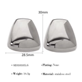 Polierte Herz-Ohrstecker aus Edelstahl in Silber, 30 mm Höhe und 28,5 mm Breite im Set - Trapez Silber Stil (SE010105-S)