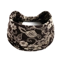 Dunkelbraunes Boho-Blumen-Yogasti- Stirnband aus elastischem Baumwollstoff für Damen - Dunkelkaffee Beige Vintage Blumenmuster(#56)