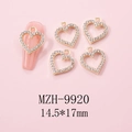 Macro detail of golden alloy heart pendant with white rhinestones for Y2K nail art design - Gold Large Heart Pave Rhinestone Charm (9920)