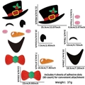 DIY Christmas Snowman door sticker set with hat, carrot nose, and glitter bow decorations - Snowman with Top Hat and Bowtie