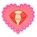 Pink heart-shaped shoe charm with red gemstone center and scalloped edges for DIY clogs - 05