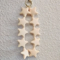 Creamy beige silicone star keychain with matte beads and gold metal spring clasp - Warm Yellow (10 Stars)