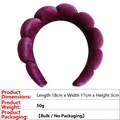 Deep purple braided sponge headband in soft velvet fabric for face washing - Gold Velvet Cloud Headband (14#) / Deep purple