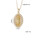 Collana Vergine Maria oro con zirconi, misura 27,6x17,1mm su catena da 45cm di oro - Vergine Maria Ovale Zirconia Bianca (N. 1)